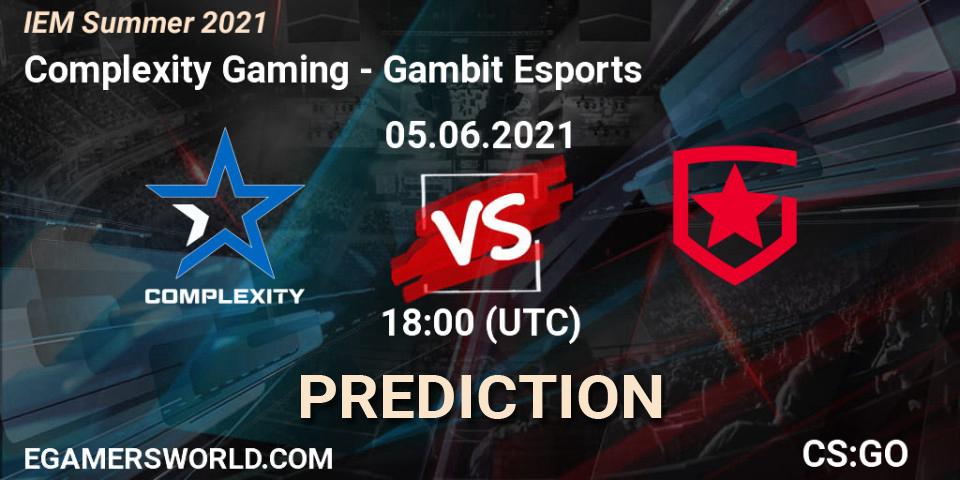 Prognose für das Spiel Complexity Gaming VS Gambit Esports. 05.06.21. CS2 (CS:GO) - IEM Summer 2021