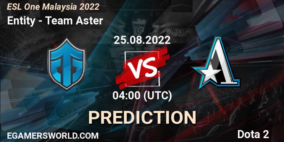 Prognose für das Spiel Entity VS Team Aster. 25.08.2022 at 04:02. Dota 2 - ESL One Malaysia 2022