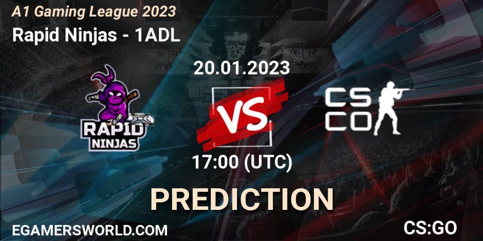 Prognose für das Spiel Rapid Ninjas VS 1ADL. 20.01.2023 at 17:00. Counter-Strike (CS2) - A1 Gaming League 2023