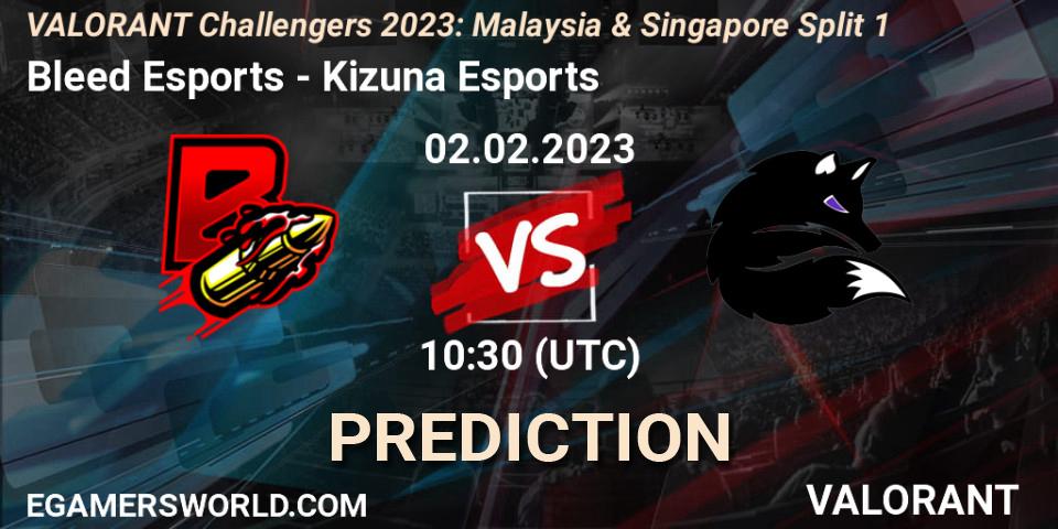 Prognose für das Spiel Bleed Esports VS Kizuna Esports. 02.02.23. VALORANT - VALORANT Challengers 2023: Malaysia & Singapore Split 1