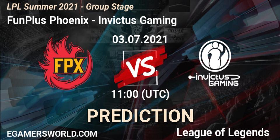 Prognose für das Spiel FunPlus Phoenix VS Invictus Gaming. 03.07.21. LoL - LPL Summer 2021 - Group Stage