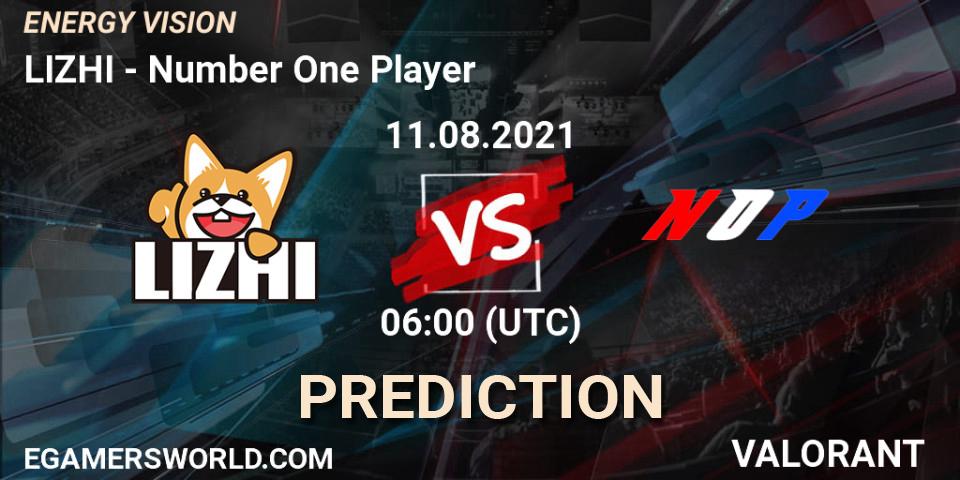Prognose für das Spiel LIZHI VS Number One Player. 11.08.2021 at 06:00. VALORANT - ENERGY VISION