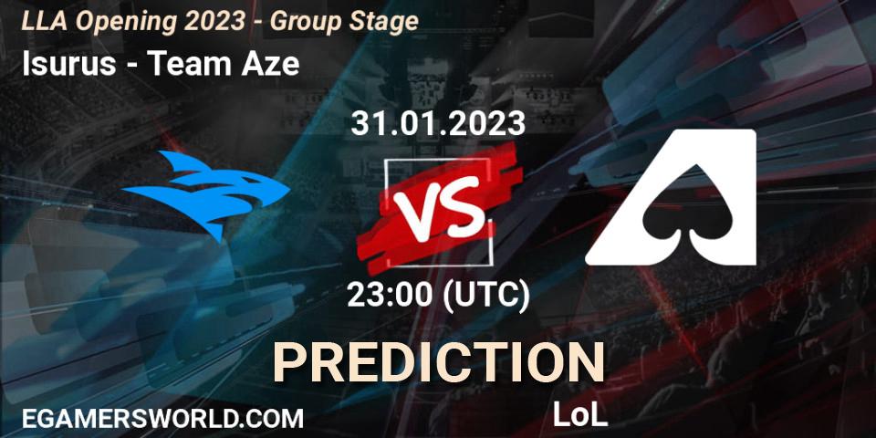 Prognose für das Spiel Isurus VS Team Aze. 01.02.23. LoL - LLA Opening 2023 - Group Stage