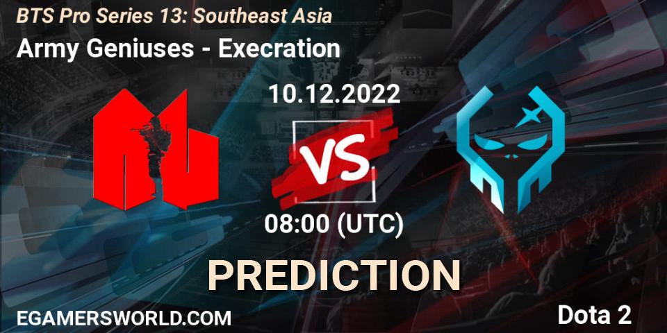 Prognose für das Spiel Army Geniuses VS Execration. 10.12.22. Dota 2 - BTS Pro Series 13: Southeast Asia