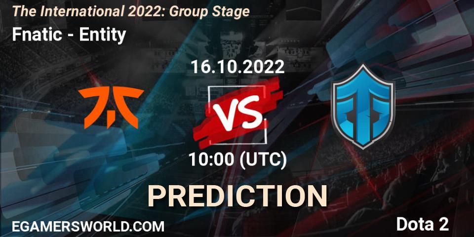 Prognose für das Spiel Fnatic VS Entity. 16.10.22. Dota 2 - The International 2022: Group Stage