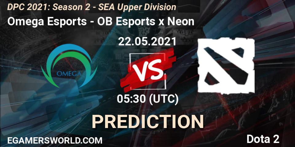 Prognose für das Spiel Omega Esports VS OB Esports x Neon. 22.05.2021 at 06:47. Dota 2 - DPC 2021: Season 2 - SEA Upper Division