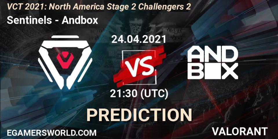 Prognose für das Spiel Sentinels VS Andbox. 24.04.21. VALORANT - VCT 2021: North America Stage 2 Challengers 2