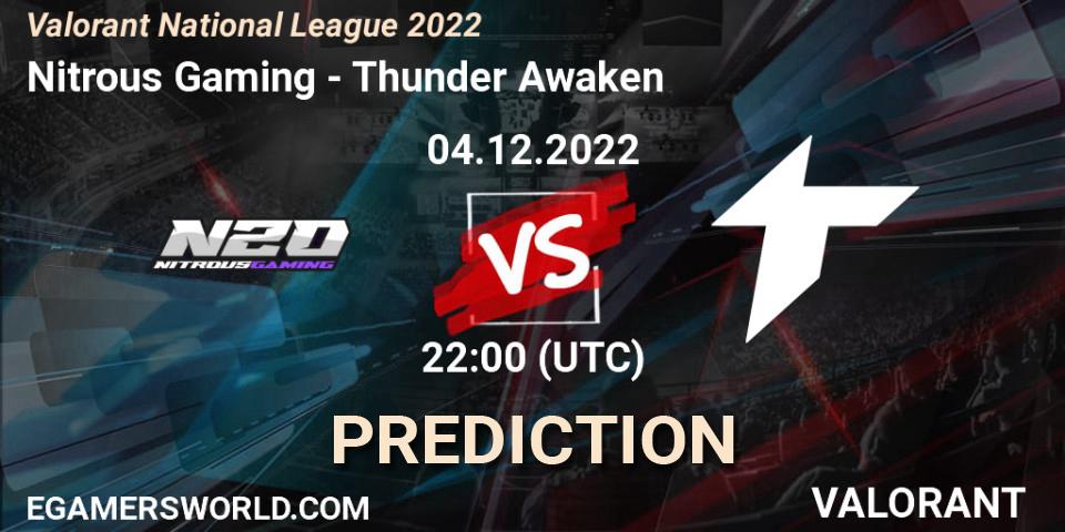 Prognose für das Spiel Nitrous Gaming VS Thunder Awaken. 04.12.22. VALORANT - Valorant National League 2022