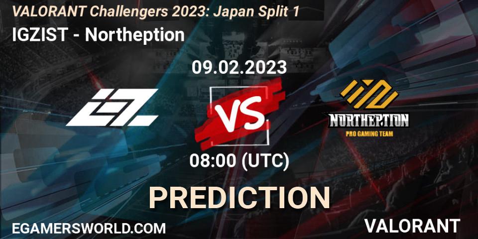 Prognose für das Spiel IGZIST VS Northeption. 09.02.23. VALORANT - VALORANT Challengers 2023: Japan Split 1