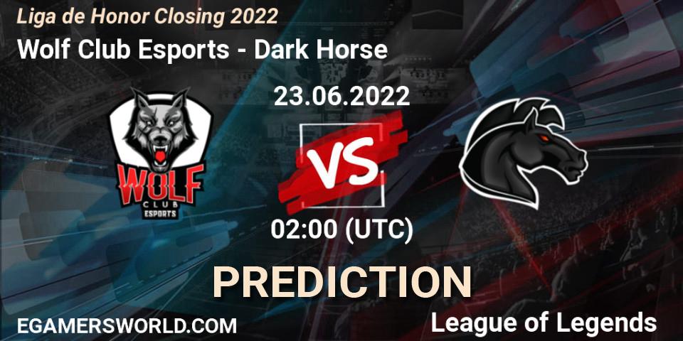 Prognose für das Spiel Wolf Club Esports VS Dark Horse. 23.06.22. LoL - Liga de Honor Closing 2022
