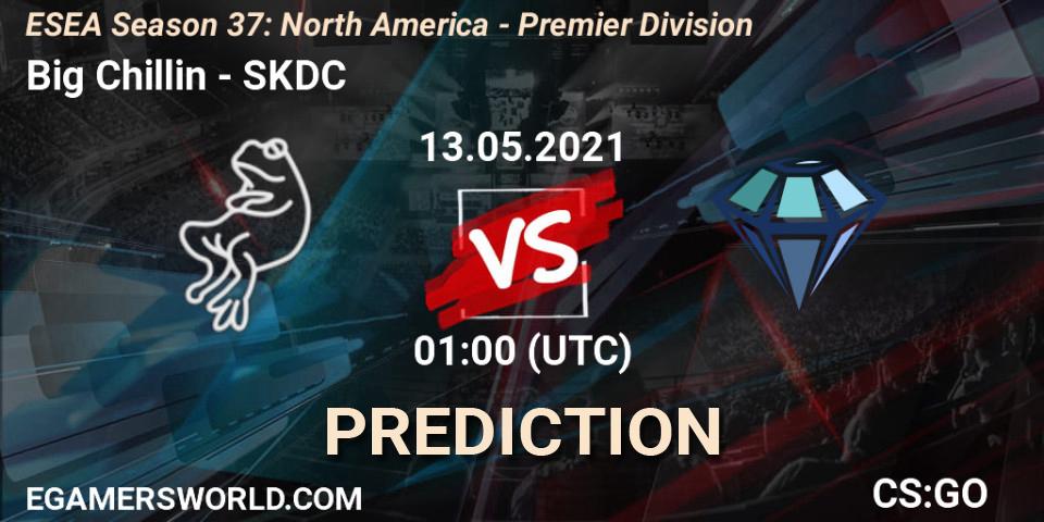 Prognose für das Spiel Big Chillin VS SKDC. 13.05.2021 at 01:00. Counter-Strike (CS2) - ESEA Season 37: North America - Premier Division