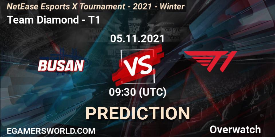 Prognose für das Spiel Team Diamond VS T1. 05.11.2021 at 10:00. Overwatch - NetEase Esports X Tournament - 2021 - Winter