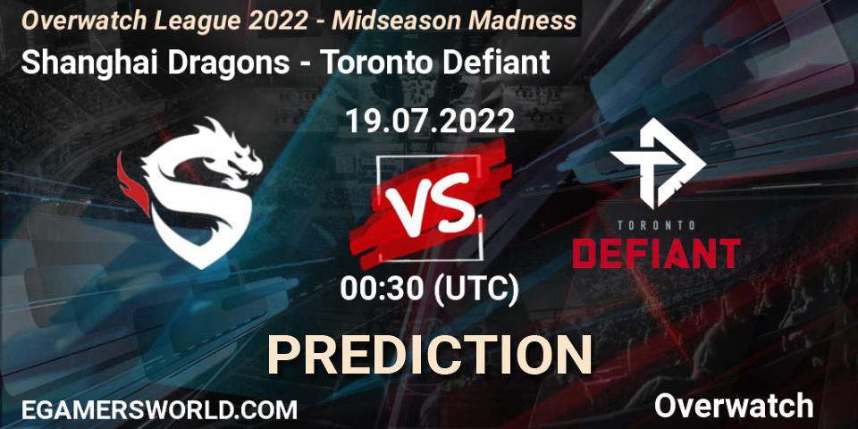Prognose für das Spiel Shanghai Dragons VS Toronto Defiant. 19.07.2022 at 03:00. Overwatch - Overwatch League 2022 - Midseason Madness