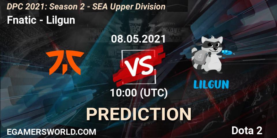 Prognose für das Spiel Fnatic VS Lilgun. 08.05.2021 at 10:27. Dota 2 - DPC 2021: Season 2 - SEA Upper Division