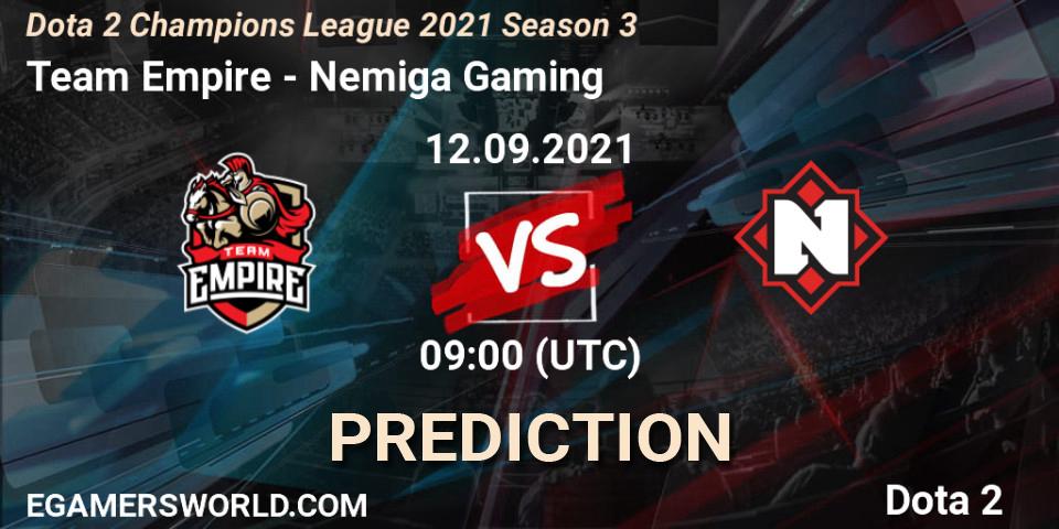 Prognose für das Spiel Team Empire VS Nemiga Gaming. 12.09.2021 at 08:59. Dota 2 - Dota 2 Champions League 2021 Season 3