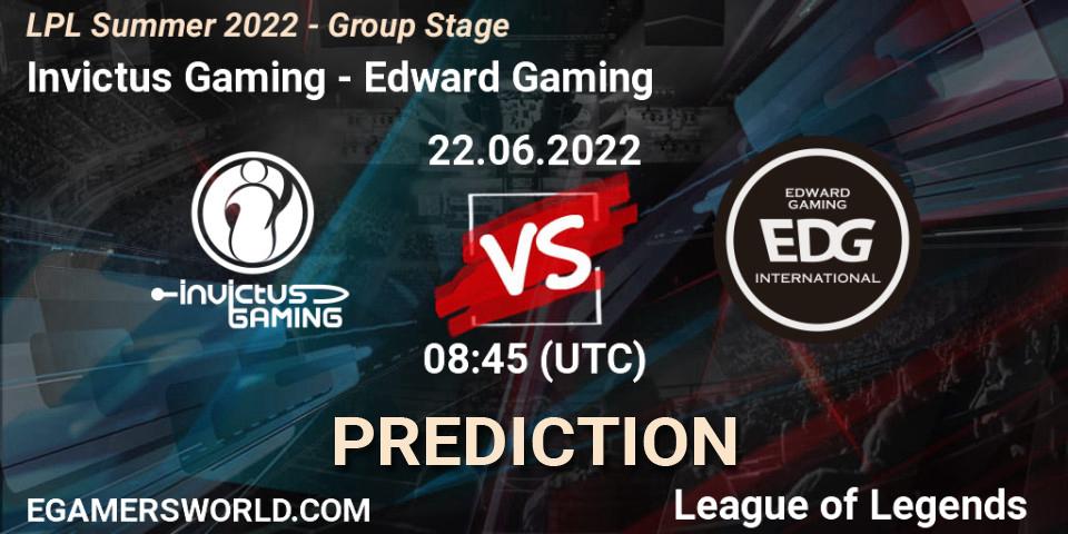 Prognose für das Spiel Invictus Gaming VS Edward Gaming. 22.06.22. LoL - LPL Summer 2022 - Group Stage