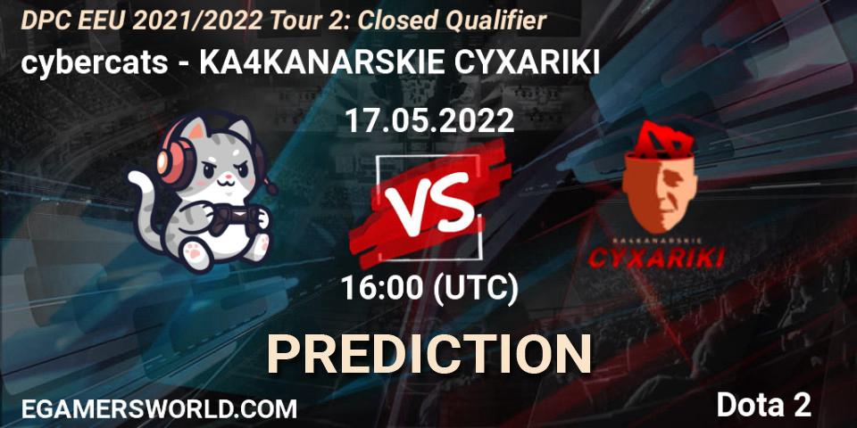 Prognose für das Spiel cybercats VS KA4KANARSKIE CYXARIKI. 17.05.2022 at 15:32. Dota 2 - DPC EEU 2021/2022 Tour 2: Closed Qualifier