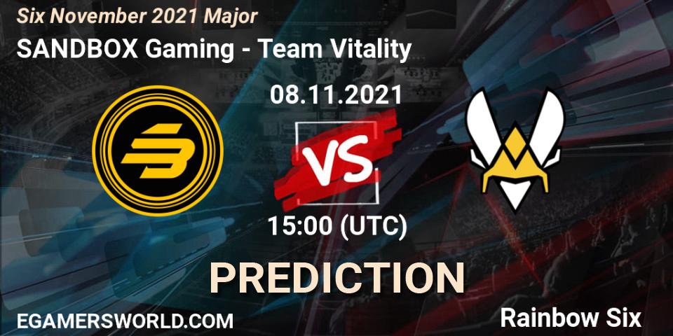Prognose für das Spiel Team Vitality VS SANDBOX Gaming. 10.11.21. Rainbow Six - Six Sweden Major 2021