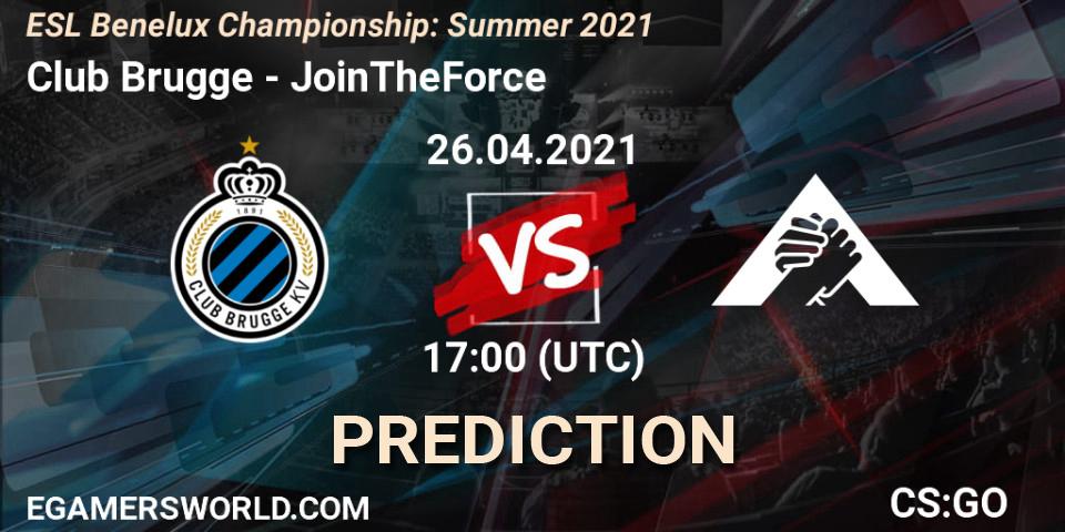 Prognose für das Spiel Club Brugge VS JoinTheForce. 26.04.2021 at 17:00. Counter-Strike (CS2) - ESL Benelux Championship: Summer 2021