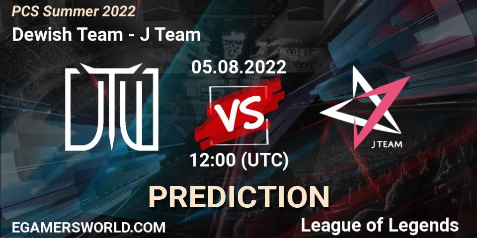 Prognose für das Spiel Dewish Team VS J Team. 04.08.22. LoL - PCS Summer 2022