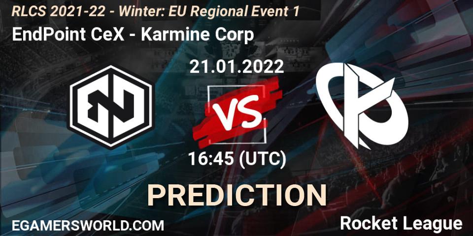 Prognose für das Spiel EndPoint CeX VS Karmine Corp. 21.01.2022 at 16:45. Rocket League - RLCS 2021-22 - Winter: EU Regional Event 1