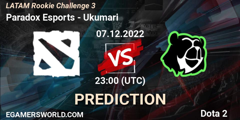 Prognose für das Spiel Paradox Esports VS Ukumari. 08.12.22. Dota 2 - LATAM Rookie Challenge 3