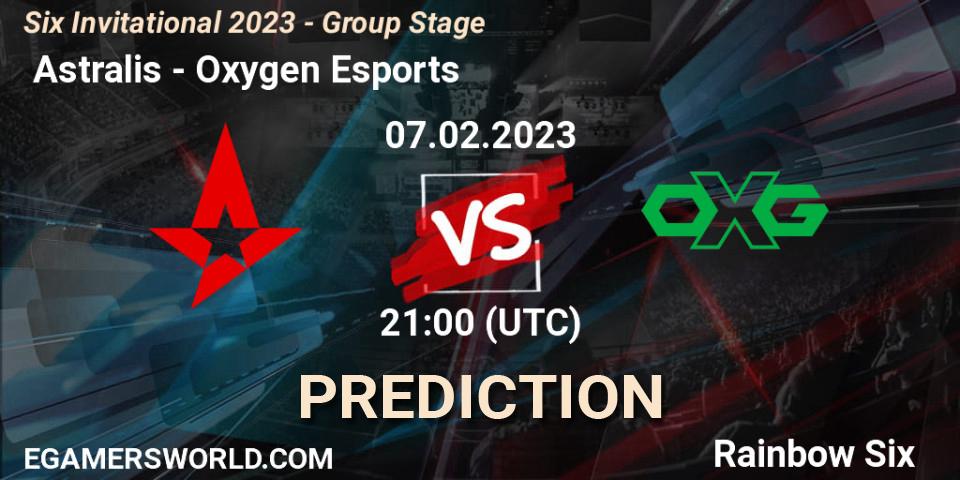 Prognose für das Spiel Astralis VS Oxygen Esports. 07.02.2023 at 21:15. Rainbow Six - Six Invitational 2023 - Group Stage
