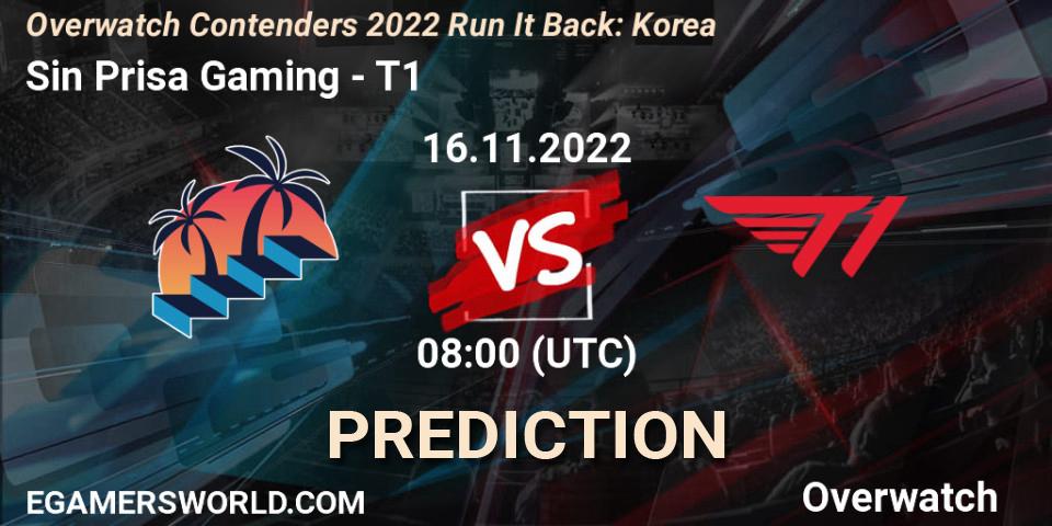 Prognose für das Spiel Sin Prisa Gaming VS T1. 16.11.22. Overwatch - Overwatch Contenders 2022 Run It Back: Korea