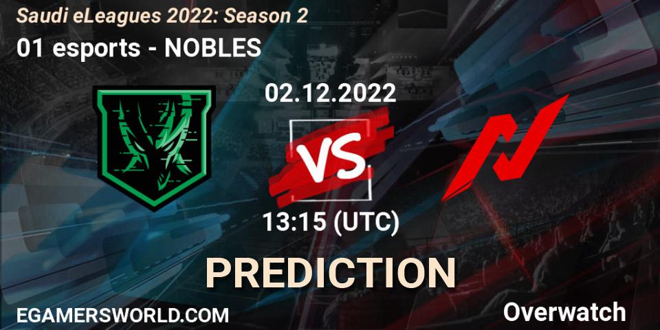 Prognose für das Spiel 01 esports VS NOBLES. 02.12.22. Overwatch - Saudi eLeagues 2022: Season 2