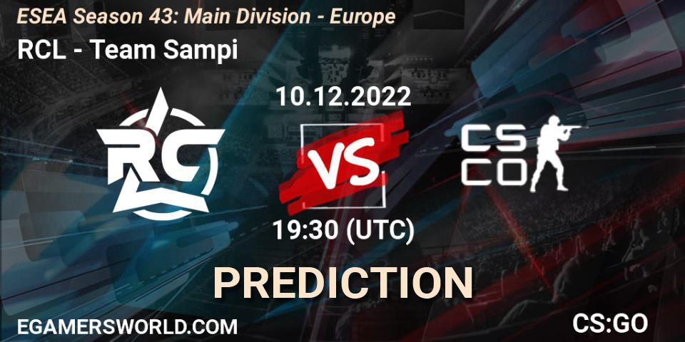 Prognose für das Spiel RCL VS Team Sampi. 10.12.2022 at 19:30. Counter-Strike (CS2) - ESEA Season 43: Main Division - Europe