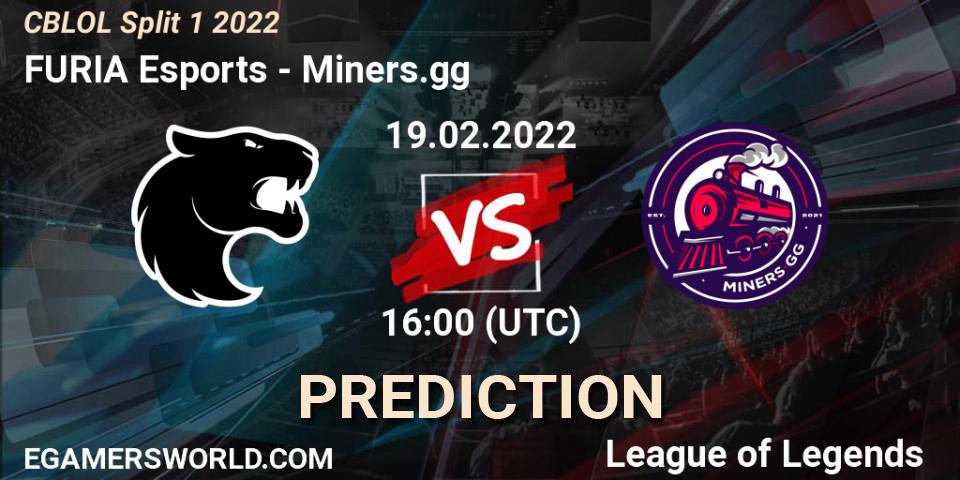 Prognose für das Spiel FURIA Esports VS Miners.gg. 19.02.2022 at 16:00. LoL - CBLOL Split 1 2022