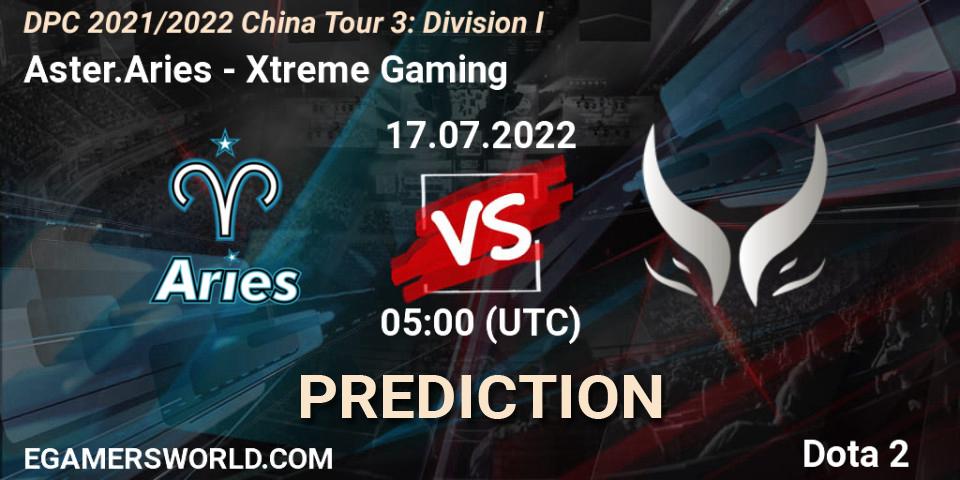 Prognose für das Spiel Aster.Aries VS Xtreme Gaming. 17.07.2022 at 05:13. Dota 2 - DPC 2021/2022 China Tour 3: Division I
