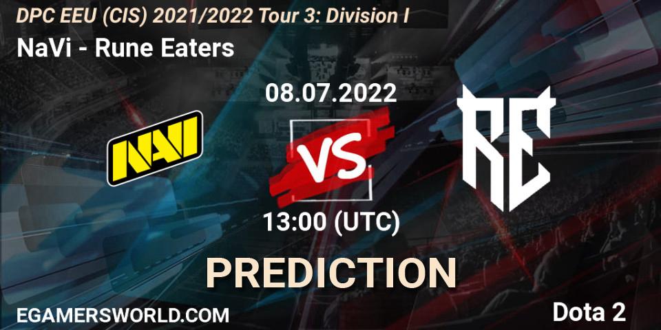 Prognose für das Spiel NaVi VS Rune Eaters. 08.07.2022 at 13:00. Dota 2 - DPC EEU (CIS) 2021/2022 Tour 3: Division I