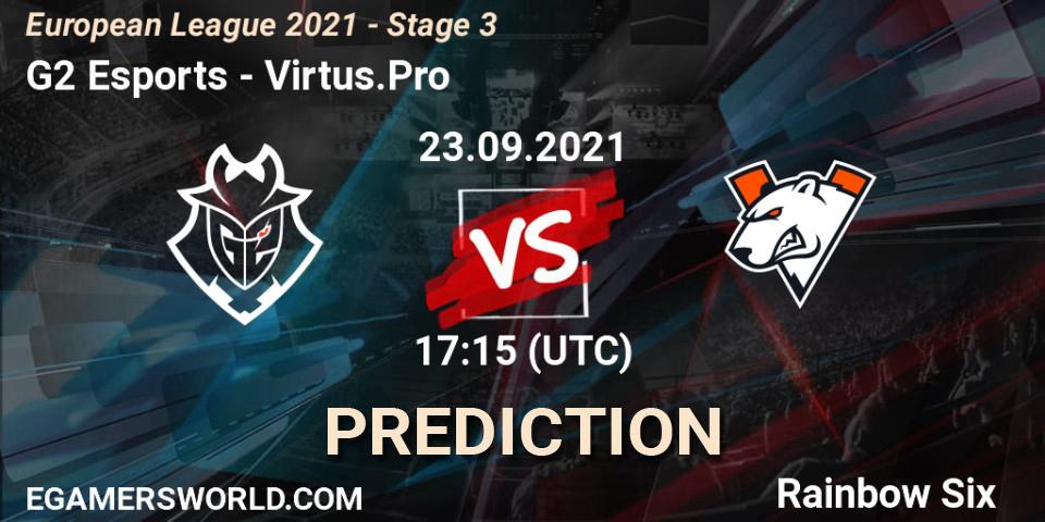 Prognose für das Spiel G2 Esports VS Virtus.Pro. 23.09.2021 at 17:15. Rainbow Six - European League 2021 - Stage 3