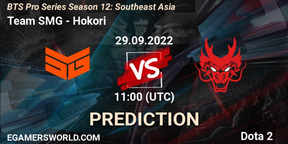 Prognose für das Spiel Team SMG VS Hokori. 29.09.2022 at 11:18. Dota 2 - BTS Pro Series Season 12: Southeast Asia