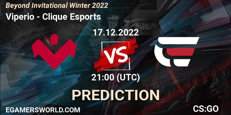 Prognose für das Spiel Viperio VS Clique Esports. 17.12.2022 at 21:00. Counter-Strike (CS2) - Beyond Invitational Winter 2022