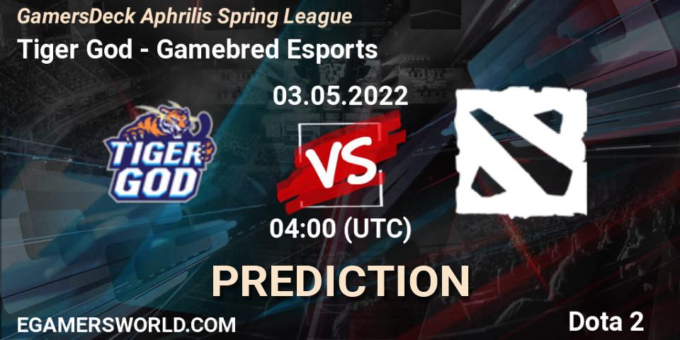 Prognose für das Spiel Tiger God VS Gamebred Esports. 03.05.22. Dota 2 - GamersDeck Aphrilis Spring League
