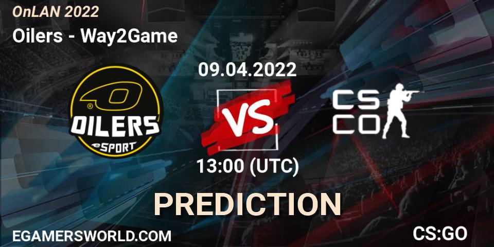 Prognose für das Spiel Oilers VS Way2Game. 09.04.2022 at 13:10. Counter-Strike (CS2) - OnLAN 2022
