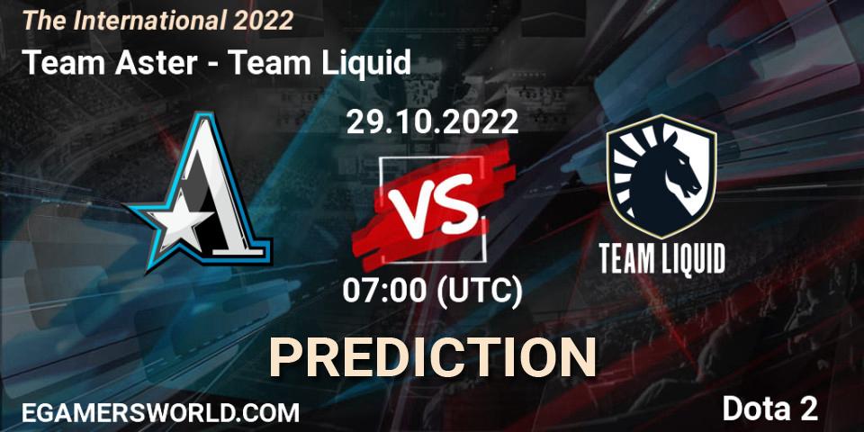 Prognose für das Spiel Team Aster VS Team Liquid. 29.10.22. Dota 2 - The International 2022