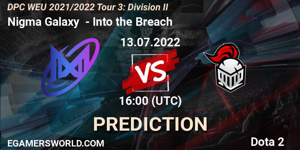 Prognose für das Spiel Nigma Galaxy VS Into the Breach. 13.07.22. Dota 2 - DPC WEU 2021/2022 Tour 3: Division II