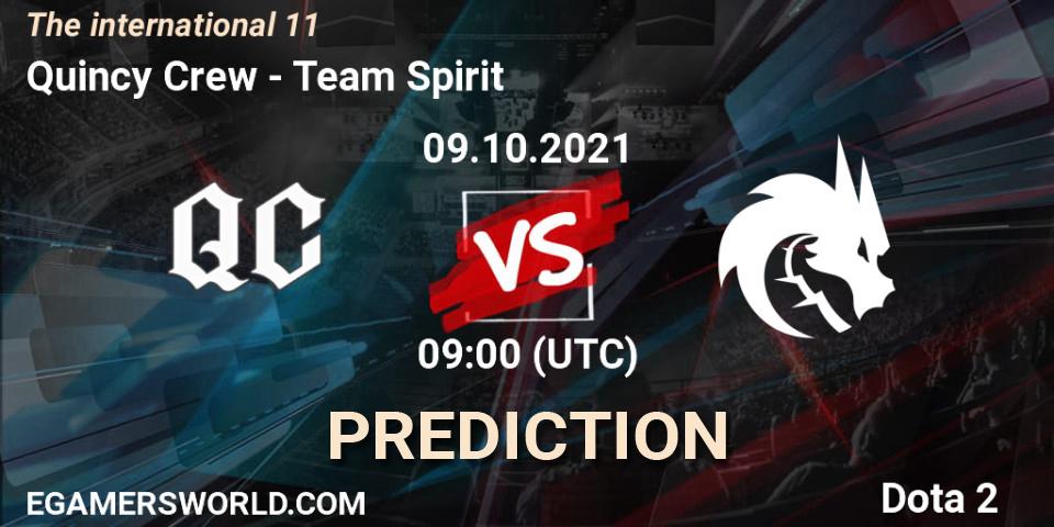 Prognose für das Spiel Quincy Crew VS Team Spirit. 09.10.2021 at 09:37. Dota 2 - The Internationa 2021