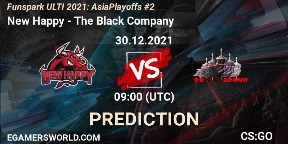 Prognose für das Spiel New Happy VS The Black Company. 30.12.2021 at 09:00. Counter-Strike (CS2) - Funspark ULTI 2021 Asia Playoffs 2