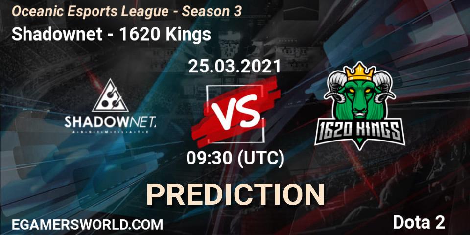 Prognose für das Spiel Shadownet VS 1620 Kings. 25.03.21. Dota 2 - Oceanic Esports League - Season 3