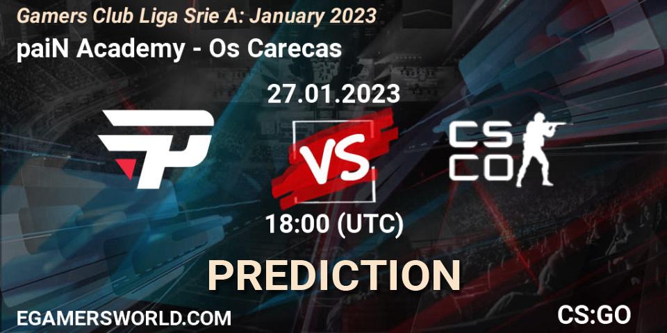Prognose für das Spiel paiN Academy VS Os Carecas. 27.01.2023 at 18:00. Counter-Strike (CS2) - Gamers Club Liga Série A: January 2023