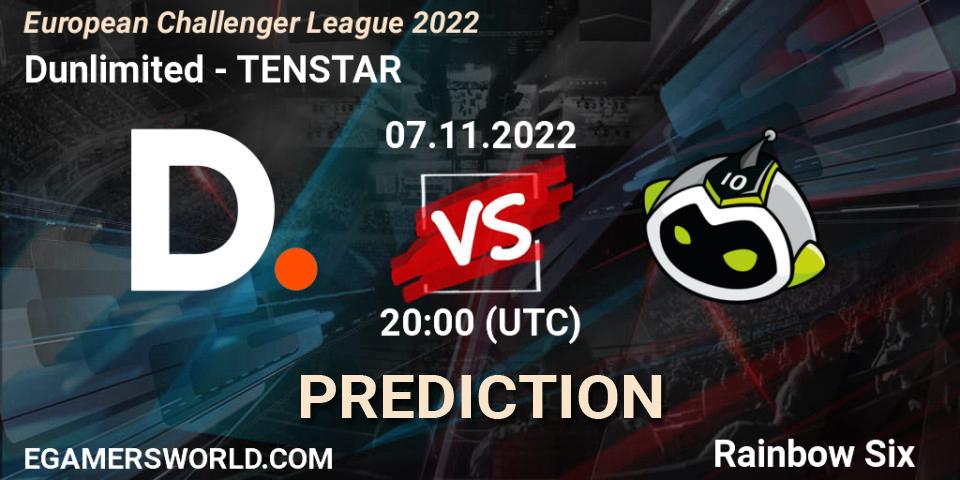 Prognose für das Spiel Dunlimited VS TENSTAR. 07.11.2022 at 20:00. Rainbow Six - European Challenger League 2022