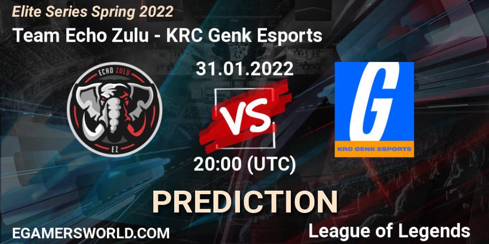 Prognose für das Spiel Team Echo Zulu VS KRC Genk Esports. 31.01.2022 at 20:00. LoL - Elite Series Spring 2022