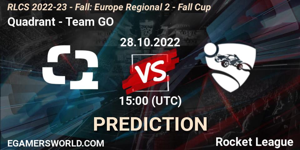Prognose für das Spiel Quadrant VS Team GO. 28.10.22. Rocket League - RLCS 2022-23 - Fall: Europe Regional 2 - Fall Cup