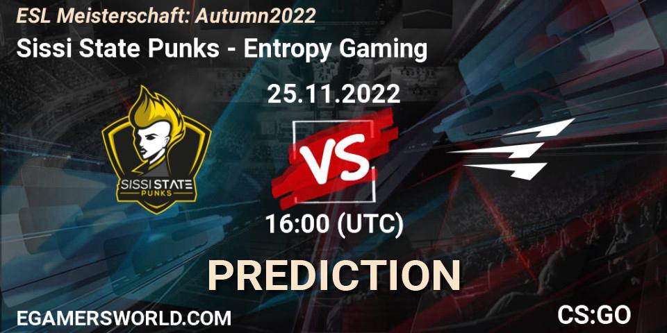 Prognose für das Spiel Sissi State Punks VS Entropy Gaming. 25.11.22. CS2 (CS:GO) - ESL Meisterschaft: Autumn 2022