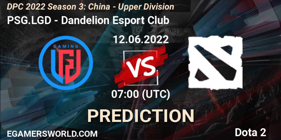 Prognose für das Spiel PSG.LGD VS Dandelion Esport Club. 12.06.22. Dota 2 - DPC 2021/2022 China Tour 3: Division I