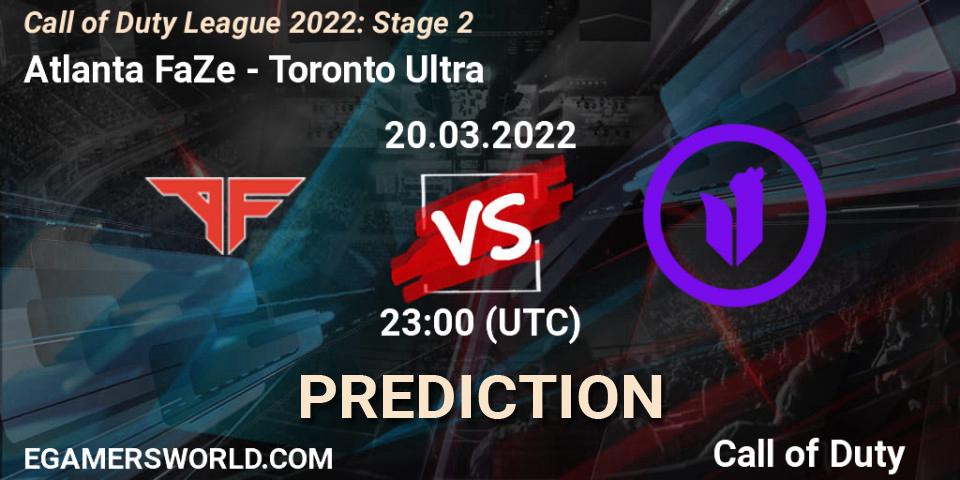 Prognose für das Spiel Atlanta FaZe VS Toronto Ultra. 20.03.22. Call of Duty - Call of Duty League 2022: Stage 2